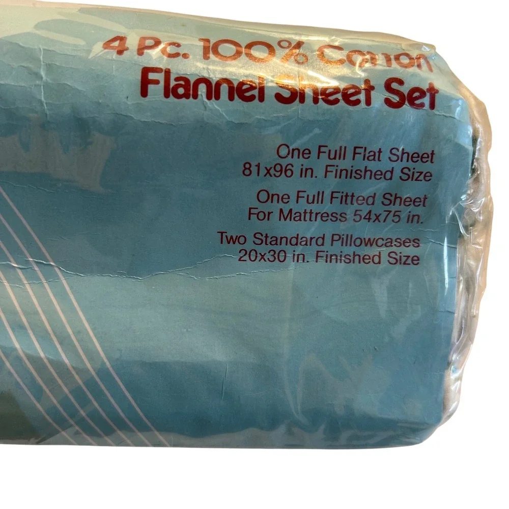 Vintage American Night Full Flannel Sheet Set Floral Pastel Cottagecore NIP NOS‎